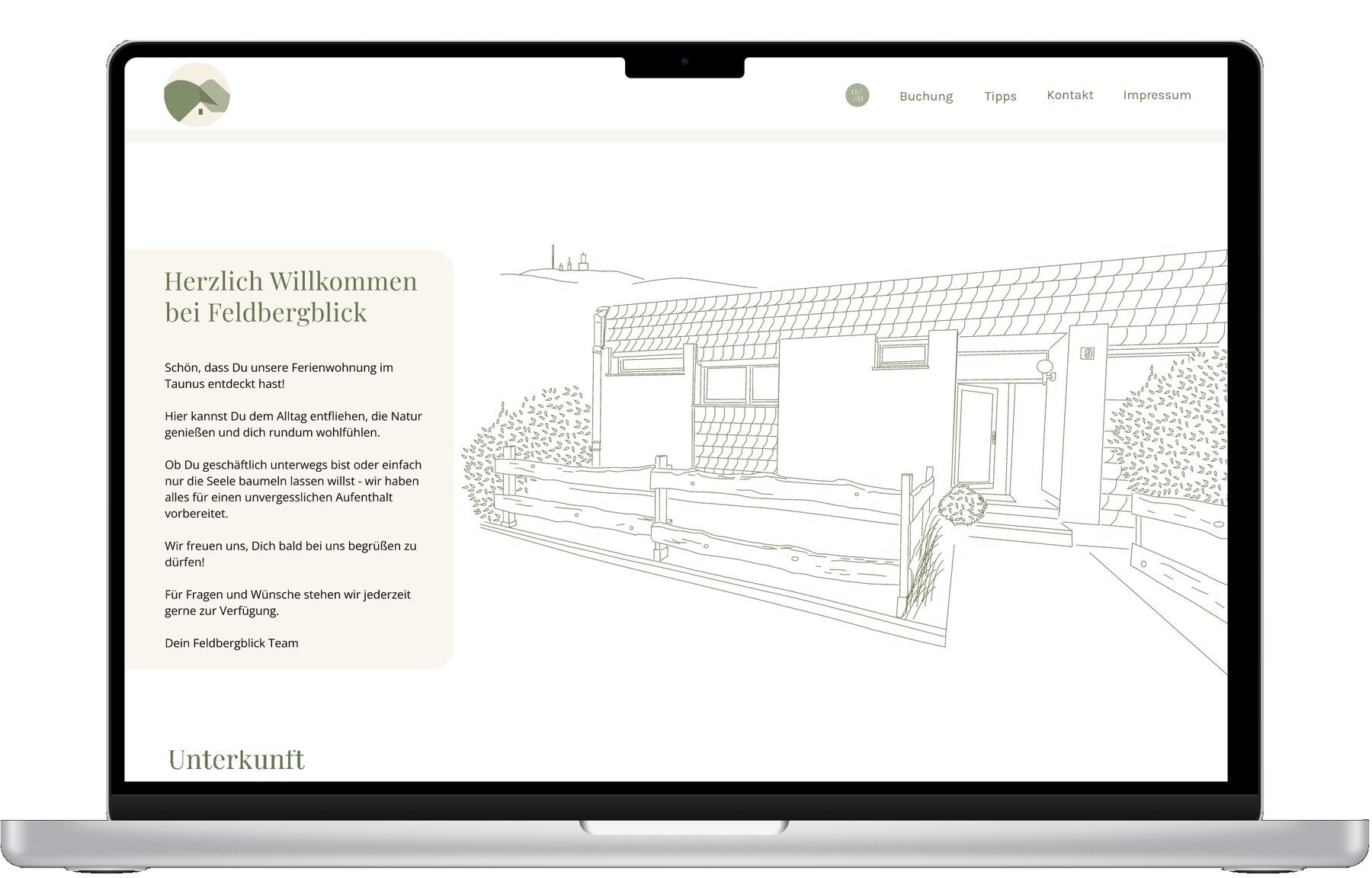 Feldbergblick – Startseite der Website im Laptop-Mockup