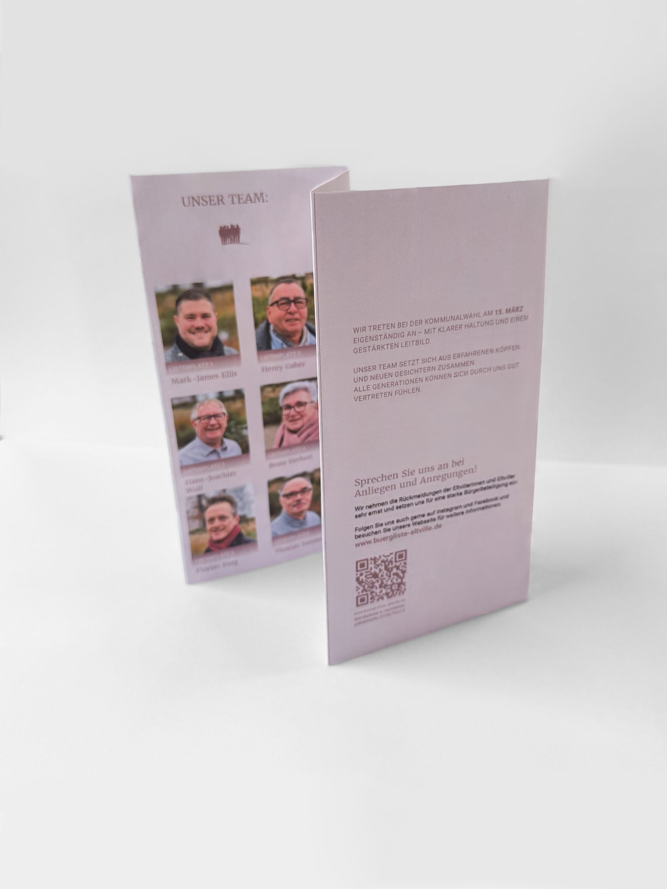 Bürgerliste Eltville – Flyer, Rückseite mit Teamvorstellung